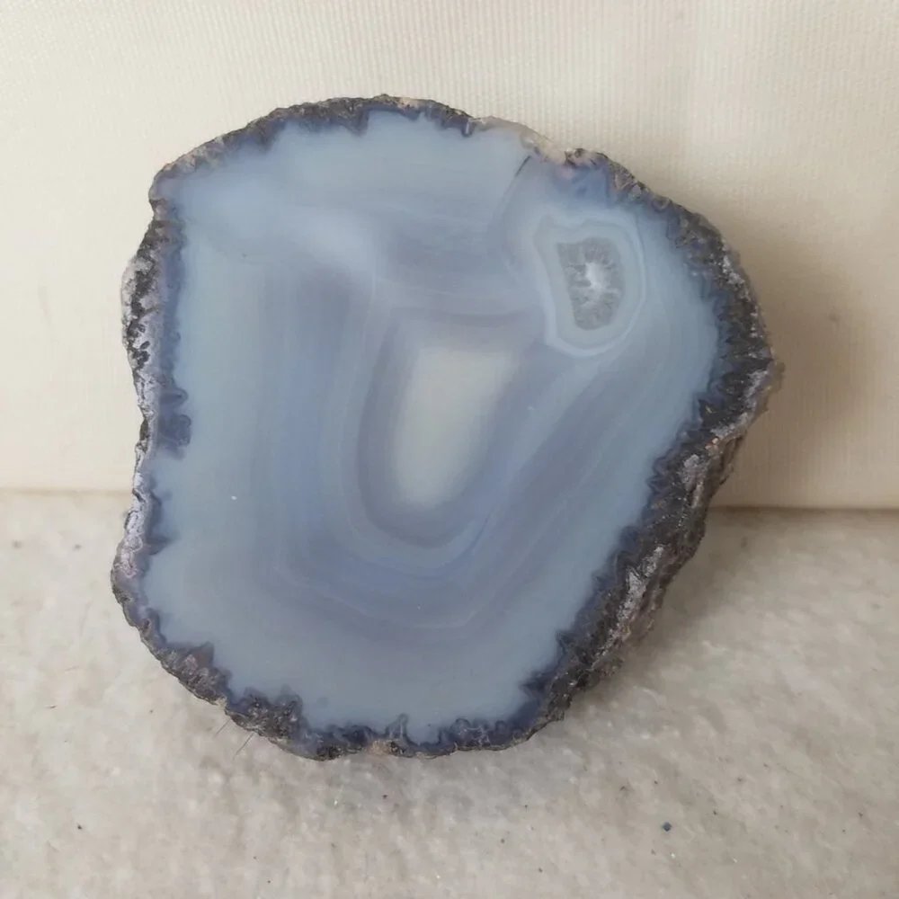 Polished‎ Stunning Agate Geode Paperweight Blue grey striations